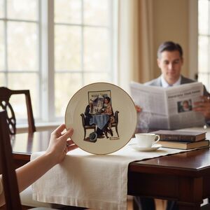 Norman Rockwell Breakfast Conversation Plate Gorham Saturday Evening Post